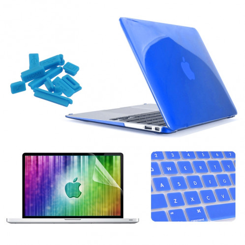 ENKAY pour MacBook Air 11.6 pouces (US Version) / A1370 / A1465 4 en 1 Crystal Hard Shell Housse de protection en plastique avec Protecteur d'écran & Clavier Guard & bouchons anti-poussière (Bleu foncé) SE300D1561-310