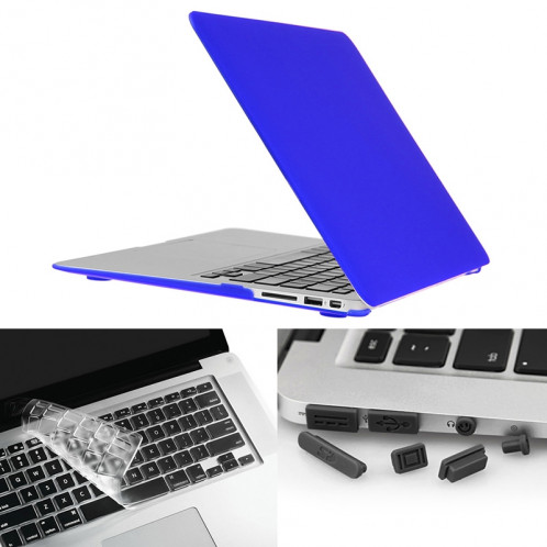ENKAY pour Macbook Air 13,3 pouces (version US) / A1369 / A1466 Hat-Prince 3 en 1 Coque de protection en plastique dur avec protection de clavier et prise de poussière de port (bleu foncé) SE581D1481-39