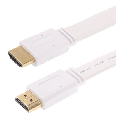 1.4 Version Cable Câble plat HDMI à HDMI 19 broches plaqué or, prise en charge Ethernet, 3D, 1080p, TV HD / vidéo / audio, etc., longueur: 0,5 m (blanc) SH462W750-31