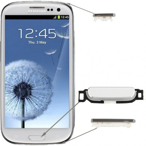 Touche Accueil + Touche d'alimentation + Touche de volume pour Samsung Galaxy SIII / i9300 (Blanc) ST474W1552-33