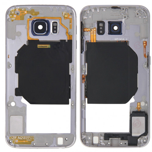 iPartsBuy Retour Plaque Boîtier Caméra Lens Remplacement du Panneau avec des Touches Latérales et Buzzer Ringer Haut-Parleur pour Samsung Galaxy S6 / G920F (Gris) SI179H1865-39
