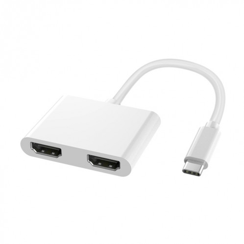 4 en 1 multifonction USB-C / TYPE-C à PD USB-C / TYPE-C + USB 3.0 + Dual HDMI Hub Agking Station (blanc) SH976W338-37