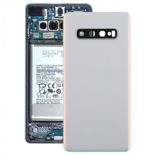 Coque arrière de batterie pour Galaxy S10+ avec objectif d'appareil photo (blanc) SH71WL1349-36