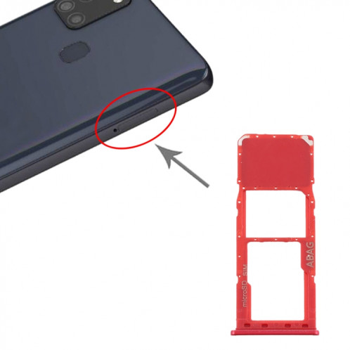 Pour Samsung Galaxy A21s Plateau de carte SIM + Plateau de carte Micro SD (Rouge) SH805R895-34