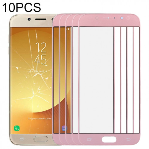 Pour Samsung Galaxy J7 (2017) / J730 10pcs Lentille en verre extérieure de l'écran avant (or rose) SH1RGL130-36