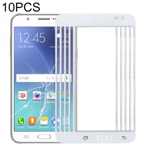 Pour Samsung Galaxy J7 / J700 10pcs Lentille en verre extérieure de l'écran avant (Blanc) SH65WL1486-36