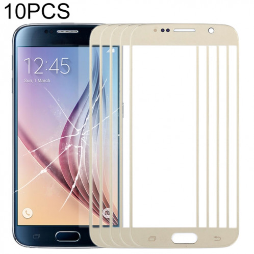 Pour Samsung Galaxy S6 / G920F 10pcs Lentille en verre extérieure de l'écran avant (Or) SH571J458-35