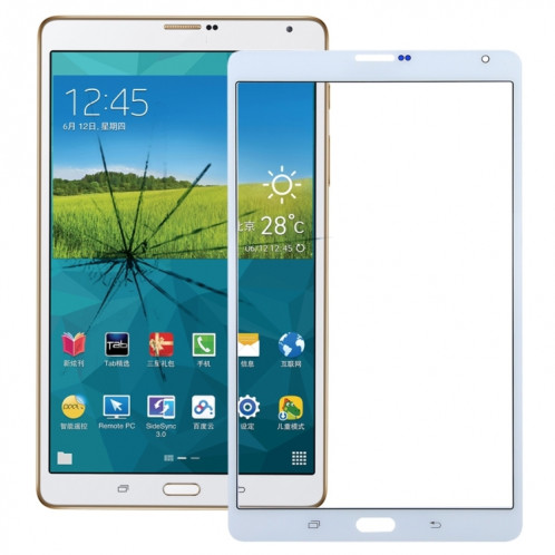 Pour Samsung Galaxy Tab S 8.4 LTE / T705 Lentille extérieure en verre avec adhésif OCA optiquement transparent (blanc) SH59WL336-36