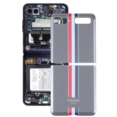 Pour Samsung Galaxy Z Flip 4G SM-F700 Couvercle arrière de la batterie en verre (Gris) SH232H142-36
