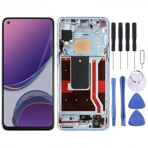 Pour OnePlus 8T (5G) KB2001 KB2000 KB2003 Assemblage complet du numériseur avec cadre OEM Écran LCD (Bleu) SH273L1825-36