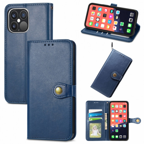 Pour iPhone 13 PRO Color Color Coat Buckle Boor Coffre-Téléphone avec lanière et cadre photo Slot & Card Slot & Wallet & Stand Fonction (bleu) SH802C1155-37