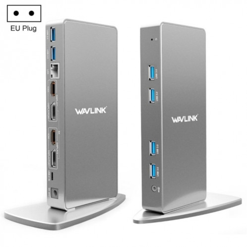 WAVLINK WL-UG69DK7 ordinateurs portables type-c Station d'accueil universelle de bureau adaptateur HUB en alliage d'aluminium (prise ue) SW201C611-37