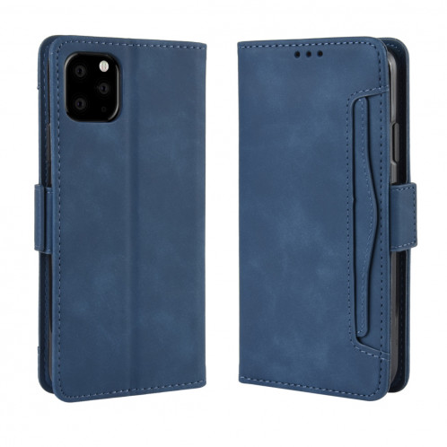 Étui en cuir de style portefeuille style skin veau pour iPhone 11 Pro Max, avec fente pour carte séparée (bleu) SH601C804-311