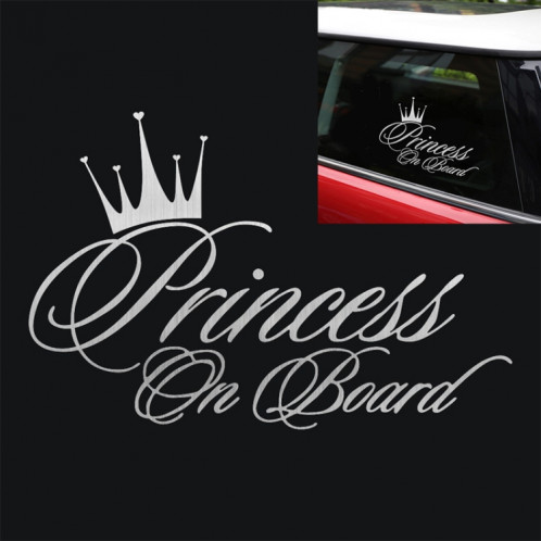 Autocollant réfléchissant de voiture de vinyle de laser de motif de bébé de princesse Princesse, taille: 16.5x10.9cm (Argent) SH201B1204-35