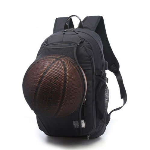 Sac de basket-ball étudiant multifonction pour hommes, randonnée en plein air, sac de sport de fitness, avec port de chargement USB externe (noir) SH901B9-37