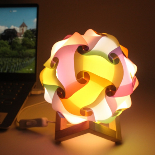 Creative Bedroom Chevet Night Light USB Ronde Lampe de décoration de chambre romantique avec base en bois, Style: Produit fini (coloré) SH002G1967-36