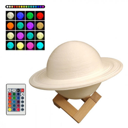 Impression 3D LED Saturn Night Light USB Planet Lamp, taille: 22cm, style: télécommande 16 couleurs SH72091803-38