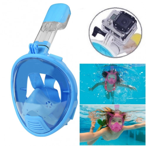 Équipement de plongée pour enfants Full Face Design Masque de plongée pour GoPro HERO4 / 3 + / 3/2/1 (Bleu) S0321L-35