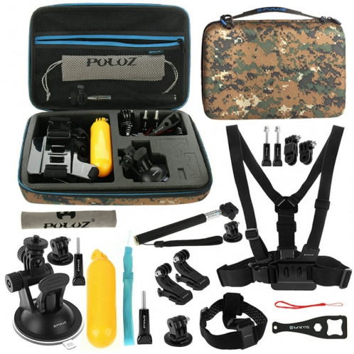 PULUZ 20 en 1 Accessoires Kit combiné avec camouflage EVA Case pour GoPro GoPro HERO5 /4 Session /4 /3+ /3 /2 /1 SPKT317-38