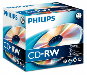 1x10 Philips CD-RW 80Min 700MB 4-12x JC 513515-20