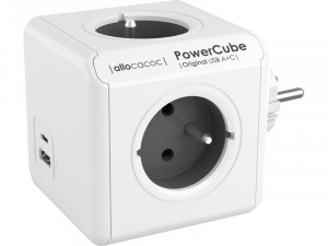 allocacoc PowerCube Original USB A+C Bloc multiprises compact (4 prises + USB) ALIACC0026-20