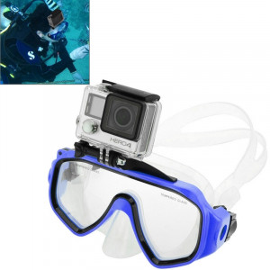 Équipement de plongée sous-marine Masque de plongée Lunettes de natation avec mont pour GoPro Hero 4 / 3+ / 3/2/1 (Bleu) S0595L-20