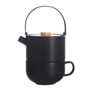 Bredemeijer Tea-for-one Umea noir avec couv. bambou 142008 532639-20
