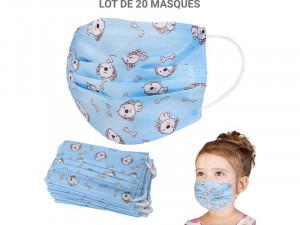 Masque de protection jetable 3 plis pour enfants Lot de 20 pièces ACSGEN0067D-20