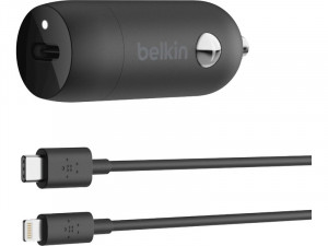Belkin PD Car Charger Chargeur voiture PD 20W avec câble USB-C vers Lightning AMPBLK0047-20