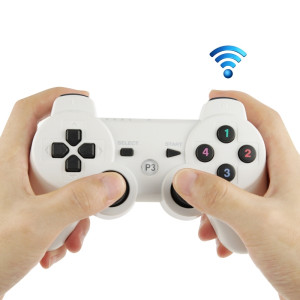 Double Shock III Wireless Controller, Manette Sans Fil Double Shock III pour Sony PS3, a action de vibration (blanc) SD590W-20