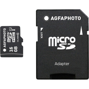 AgfaPhoto MicroSDHC UHS-I 16GB High Speed Class 10U1+Adaptateur 646534-20