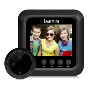 Danmini W5 2.4 pouces écran 2.0MP caméra de sécurité sans dérangement visionneuse de judas, carte TF de soutien / vision nocturne / enregistrement vidéo (noir) SD255B479-20