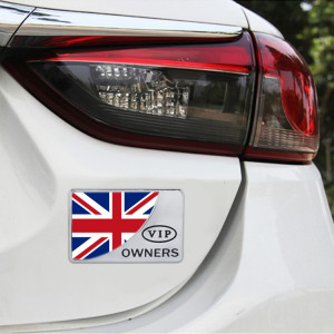 Universal Car UK Flag Rectangle Forme Autocollant Décoratif En Métal VIP (Argent) SH482S1300-20