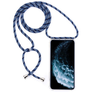Coque pour téléphone portable Trasparent TPU à quatre coins et anti-chute avec cordon pour iPhone 11 Pro Max (Noir Bleu) SH303B179-20