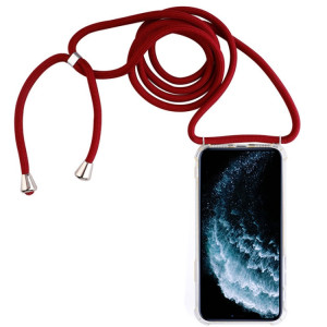 Coque pour téléphone portable Trasparent TPU à quatre coins et anti-chute avec cordon pour iPhone 11 Pro Max (Rouge) SH303L351-20