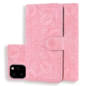Étui en cuir estampé à double rabat avec motif de mollet et fentes pour portefeuille et porte-cartes pour iPhone 11 Pro Max (6.5 pouces) (Rose) SH508D1071-20