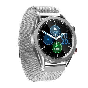 M98 1,28 pouces IPS écran couleur IP67 montre intelligente étanche, moniteur de sommeil de soutien / moniteur de fréquence cardiaque / appel Bluetooth, style: bracelet en acier (argent) SH901B744-20