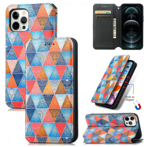 Dessin coloré Horizontal horizontal Boîtier en cuir PU avec porte-carte et portefeuille pour iPhone 13 mini (Rhombus Mandala) SH101C1912-20