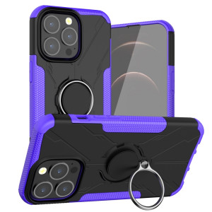 Armure ours PC + TPU Cas de protection avec porte-bague pour iPhone 13 Pro (violet) SH903D274-20