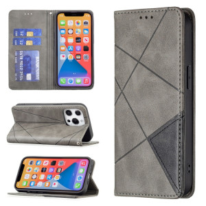 Étui en cuir magnétique horizontal de texture horizontale avec support et emplacements de carte pour iPhone 13 mini (gris) SH301B1849-20