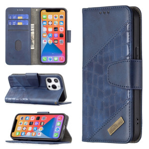 Pour iPhone 13 Couleur Couleur Color Crocodile Texture Horizontal Flip PU Coque en cuir PU avec portefeuille et porte-cartes (bleu) SH102B165-20