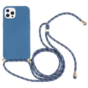 Matériau de paille de blé + TPU Case antichoc avec lanière à col pour iPhone 13 Pro (Bleu) SH103D989-20