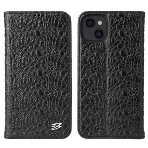 Fierre Shann Crocodile Texture magnétique Horizontal Horizontal Véritable étui en cuir avec support et fente pour carte pour iPhone 13 (noir) SF902A405-20