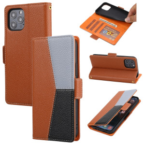Litchi Texture Couleur Couleur Horizontale Flip Coating Coque avec Slots et portefeuille et cadre de portefeuille et photo pour iPhone 13 Mini (Brown) SH701F428-20