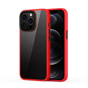 Ming Shield Hybrid Case transparent transparent givré de TPU + TPU pour iPhone 13 Pro (rouge) SH303B432-20