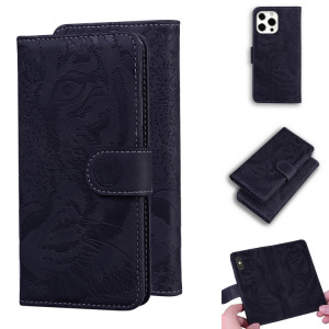 Modèle de gaufrage de tigre Horizontal Flip Cuir Case avec porte-cartes et portefeuille pour iPhone 13 Pro (Noir) SH103A1849-20