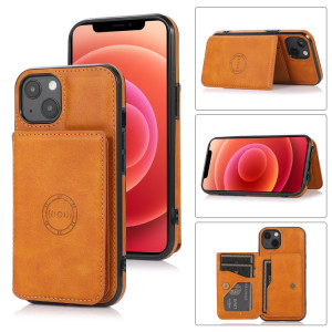 Texture de veau Sac de carte magnétique PU Case antichoc avec support et fente pour carte pour iPhone 13 mini (brun) SH901F1436-20