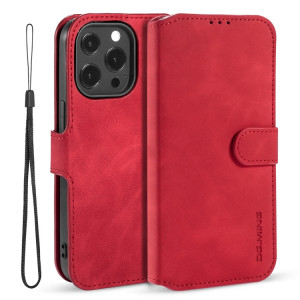 DG. Étui de cuir horizontal horizontal de l'huile rétro avec support et portefeuille pour iPhone 13 Pro (rouge) SD903B1151-20