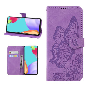 Coque rétro de la peau de la peau, des papillons, un étui en cuir horizontal horizontal avec le support et la carte Slots & Portefeuille pour iPhone 13 (violet) SH102F686-20