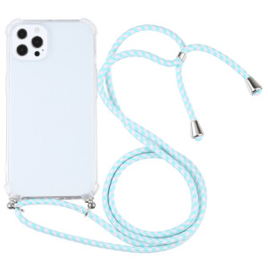 Cas de protection TPU TPU transparent à quatre angles avec lanière pour iPhone 13 Pro (Blanc vert menthe) SH03AB577-20